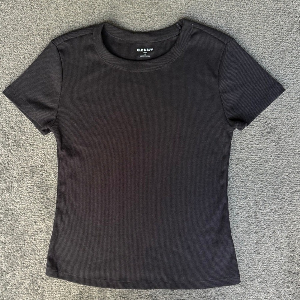 Old Navy Womens Snug Ribbed Short Sleeve T-Shirt Brown Gray Medium 2901